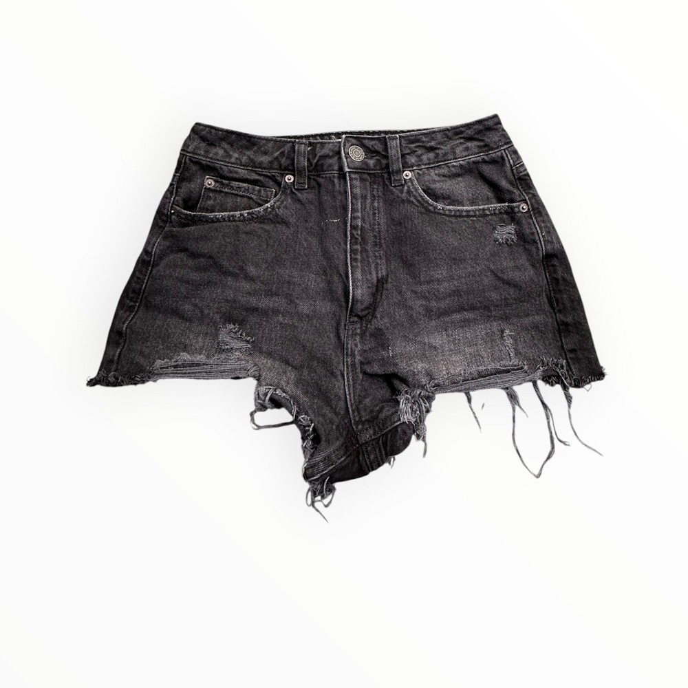 Garage Shorts Womens 05 27 Black Festival Denim Distressed‎ High Rise Raw Hem